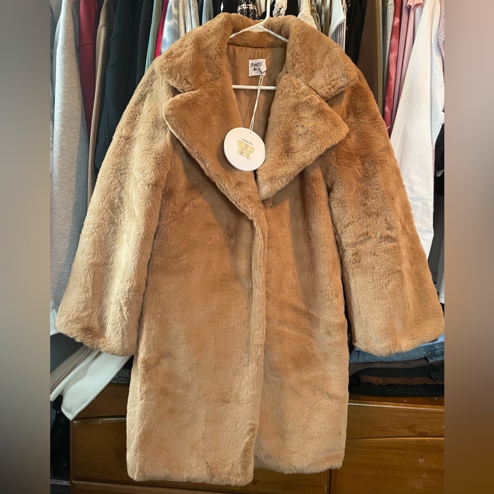 Princess Polly Camel Fur Coat
